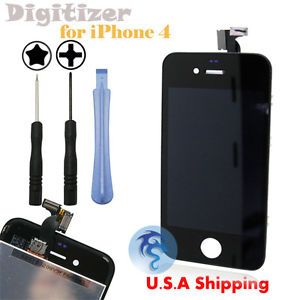 LCD Touch Screen Digitizer Glass Assembly Replacement Tools for iPhone 4 Black