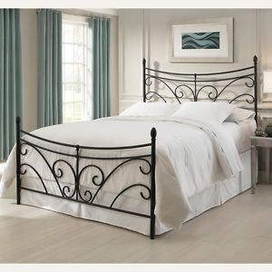 Queen Size Bergen Metal Bed Frame with Headboard and Footboard in Matte Black
