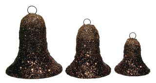 Chocolate Brown Bell Sequin Glitter Christmas Tree Fiber Ornament Decor New Lot