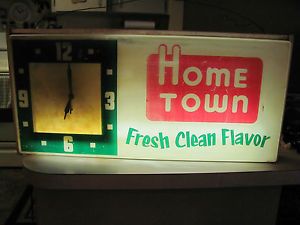 Vintage Gundlach Dairy Milk Home Town Ice Cream Light Up Advertising Sign Clock