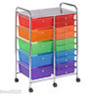 15 Drawer Mobile Organizer Storage File Paper Cabinet Home Office Rolling Cart
