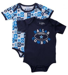 Dallas Cowboys Navy Honey Bun Bodysuit 2pk Onesie Baby Clothes Infant Creeper