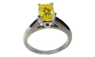 Radiant Diamond Engagement Ring 1 01 Ct Canary Yellow C