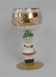 Vintage Hummel Goebel Black Forest Girl Figurine Wine Glass with Sticker