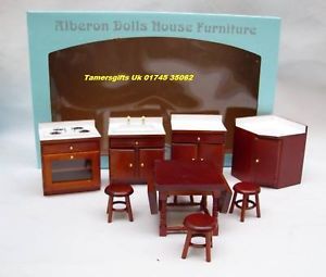 Alberon Dolls House 9 Piece Kitchen Furniture Set