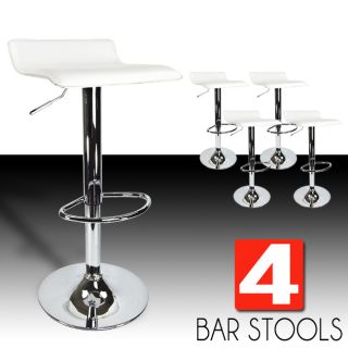 4 New Modern Bar Stool White Swivel Bombo Chair Pub Barstools Chrome Counter Ale