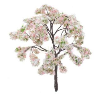 5pcs 12cm Scenery Landscape Props Model Trees w Pink and White Flower 1 75 Green