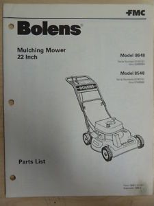 FMC Bolens Lawn Garden Equipment Mulching Mower 22 inch 8648 8548 Parts Manual