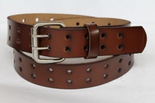 New Mens 2 Double Holes Dress Casual Leather Belt 2PRONG Roller Removable Buckle