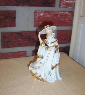 Vintage Lefton Exclusives Fine China Figurine "Lady Dressed in White Gold"