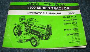 Deutz ALLIS1914 1916 1918 1920 Lawn Garden Tractor 42 60 Mower Operators Manual
