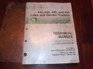 John Deere 415 425 445 455 Lawn and Garden Tractor Technical Service Manual