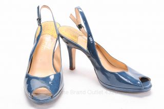 Cole Haan 9 5 Nike Air Ocean Blue Carma Open Toe Slingback Pump Patent Heel Shoe