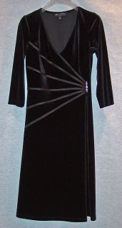 Connected Apparel Ladies Black Velvet Evening Dress Size 12 New