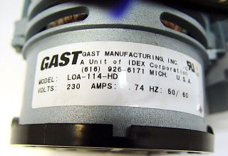 Gast LOA 114 HD Oilless Rocking Piston Vacuum Pump Air Compressor w Capacitor