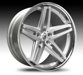 22 inch 22x10 Lexani R 5 Silver and Machine SS Lip Custom 5 Lug Wheel Rim
