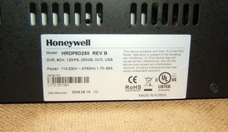 Honeywell DVR 8 Channel 120IPS 250 GB DVD USB HRDP8D250 Rev B Plastic Metal