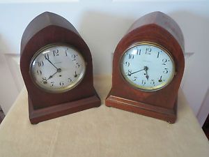 Antique Seth Thomas Clock Beehive Mantel Shelf Mahogany 2 Clocks 