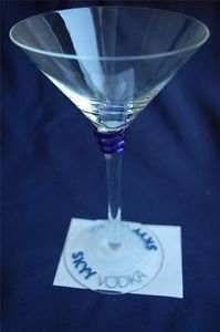 Skyy Vodka Cosmopolitan Martini Glass Cobalt Blue Trim Stemmed Design