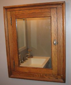 Antique Mission Style Arts and Crafts Built in Medicine Cabinet w Mirror