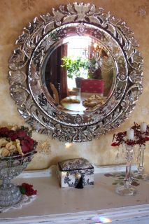Full Crown Venetian Glass Mirror Chic Shabby Art Deco Mantle Vanity Powderroom