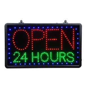 22x13" Open 24 Hours LED Light Business Sign Window Display Animated Motion Neon