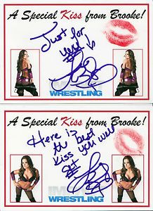 TNA Knockout Brooke Tessmacher Direct Kiss Card Set 3 Signed 2U Impact WWE
