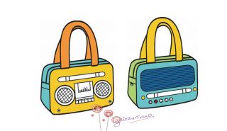 3D Jump Style 2D Drawing Comic Cartoon Bags Radio Design Shoulder Bags