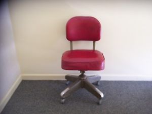 Vintage Steelcase Office Chair Industrial Rolling Swivel RARE Red