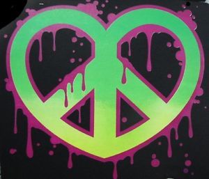 Ladies Women's Girl's Cool Neon T Shirt Pretzel Heart Drip Peace Sign Love