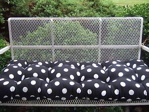 Outdoor Swing Bench Cushion Black White Polka Dot 48"x18" 4 Ft