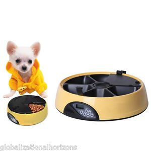 Programmable Auto Pet Dog Puppy Cat Food Feed Bowl Feeder 6 Meal Day Wet Dry US