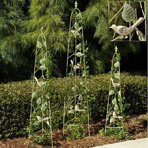 Climbing Vine Metal Garden Trellis Set of 3 Green Outdoor Bird Yard Decor