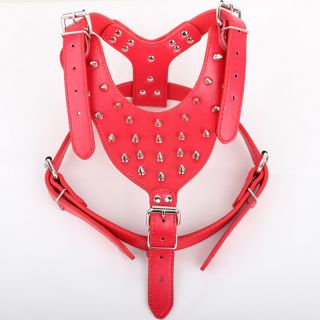 Dog Harness Genuine Leather with Spiked for Large Dog Pitbull