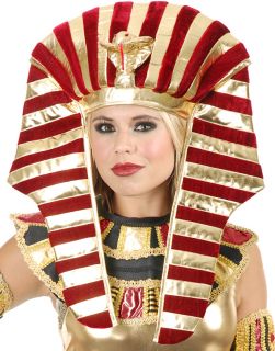 Gold and Burgundy Red Wine King Tut Pharaoh Egyptian Costume Headpiece