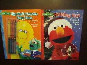 2 New Sesame Street Coloring Activity Books 1 Holiday Themed 1 w Crayons