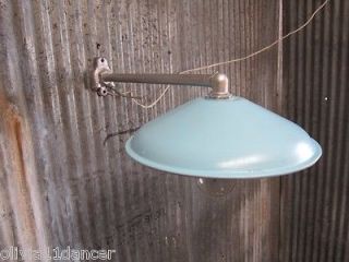 Machine Age Industrial Light Fixture Shop Barn Steber Mid Century Wall Turquoise