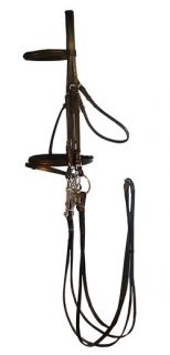 KSI Ergonomic Double Bridle Weymouth Black Leather COB Full Horse Size Dressage
