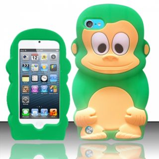 For iPod Touch 5 Monkey Style 3D Silicon Case Neon Green Monkey SCMK