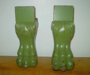 PR Antique Wood Lions Paw Furniture Feet Legs for Parts Restore Painted Hardwood