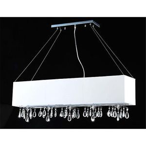 Modern White and Clear Crystal Chandelier Linear Pendant Light Fixture Lighting