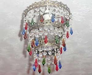 Vintage Retro Style Chandelier Ceiling Light Pendant Drops Crystals 3 Tier BNIB
