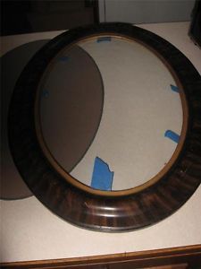 Antaque Vintage Oval Bubble Convex Glass Picture Frame Wood grained Painted