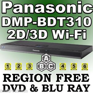 Panasonic 3D DMP BDT310 Multi Zone All Region Code Free DVD Blu Ray Player Wi Fi