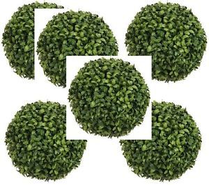6 Artificial 6" Ball Long Leaf Boxwood Topiary Outdoor Plant Bush Patio Tree