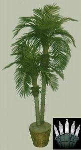7' Artificial Phoenix Palm x 2 Tree Plant Bush Pool Patio with Christmas Lights