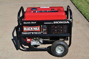 Black Max 7 000 Watt Portable Gas Generator with Electric Start Powered by Honda