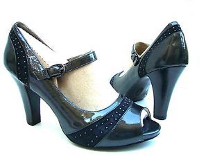 Sofft 'Raine' Pewter Patent Leather Womens Mary Janes Pumps Shoes Size 11 EU 43