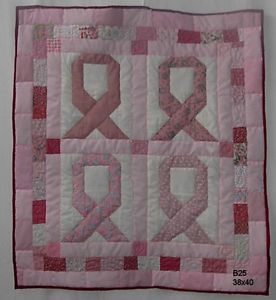 Handmade Wall Hanging Breast Cancer Pink Ribbon Quilts Signature Quilts