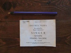 Singer Sewing Machine Pinking Machine Instruction Manual